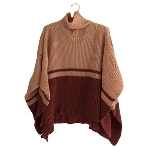 Save The Ocean Apparel Co Poncho Turtleneck Knit Sweater One Size